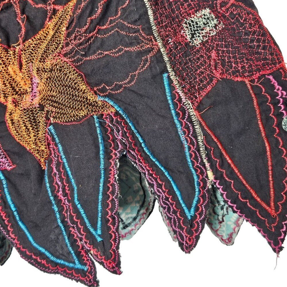 Colorful Handcrafted Embroidered Skirt Festival‎ Burning Man Intricate Frayed M - Picture 8 of 12